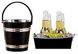 Відро для льоду та охолодження напоїв відро для шампанського-вино-лід 3 л верхній Ø17.5 см EB-19321 Чорний, фото 2