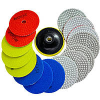 Набір алмазні круги для полірування черепашка для плитки на шліфмашину гнучкий алмазний диск 8 видів 10 см 15 шт