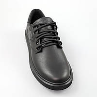 Демісезонні чоловічі чорні туфлі з натуральної шкіри на шнурівці