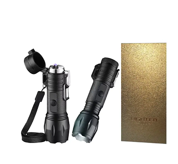 Водонепроникна електрична USB-запальничка З ліхтариком у подарунковій упаковці Black KT6007902 PeremogaUA