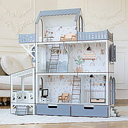 "ЛЮКС тераса+балкон ЕКО" ляльковий будиночок з освітленням NestWood для Барбі + вітальня, фото 4