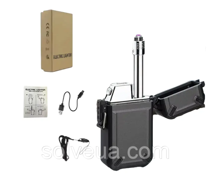 Водонепроникна подвійна електрична USB-запальничка Black KT6007905 solve