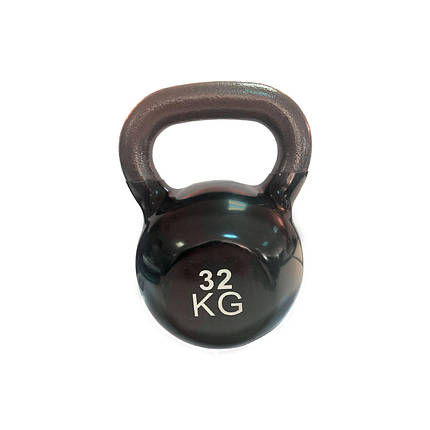 Вінілова гиря спортивна гиря для фітнесу з вініловим покриттям Stein 32 кг чорна, фото 2