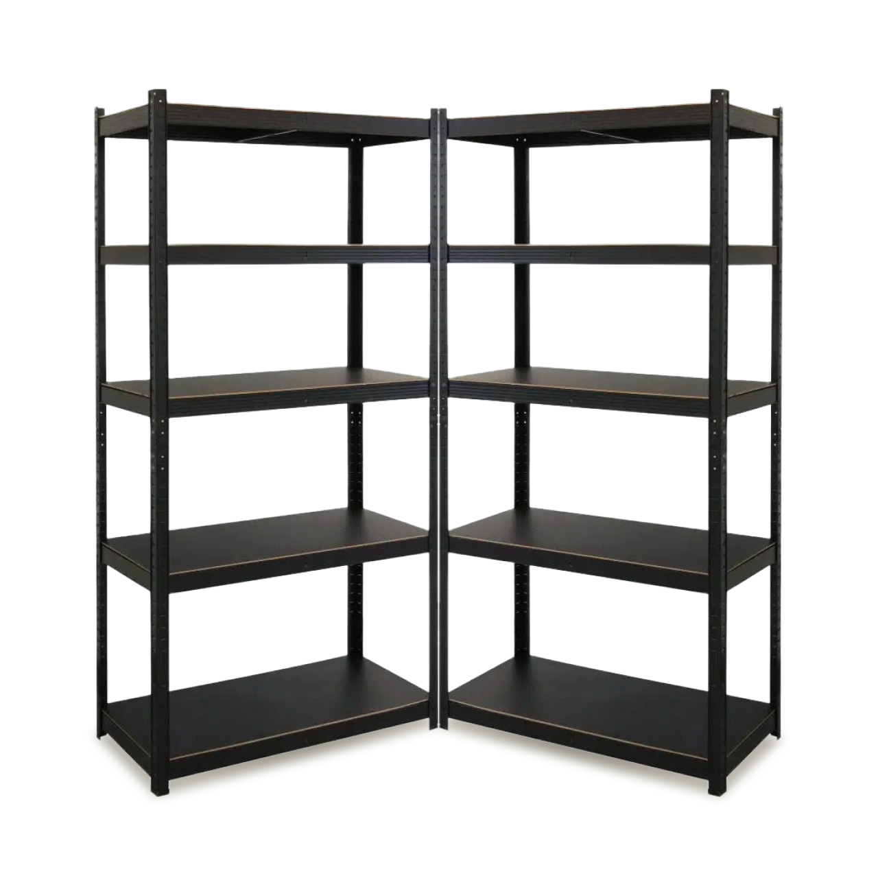 Стелаж металевий 180х180х40 см повністю чорний 2 секцій 10 полиць із ламінованої плити універсальний Siker