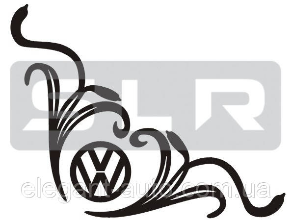 Наліпка на бічне скло плотерна Логотип VOLKSWAGEN кутом 32х32 см (2-шт компл.)