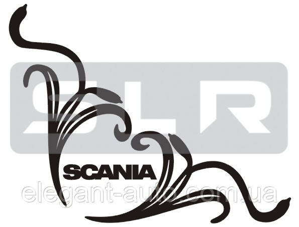 Наліпка на бічне скло чорна Логотип SCANIA кутом 32х32 см (2-шт компл.)