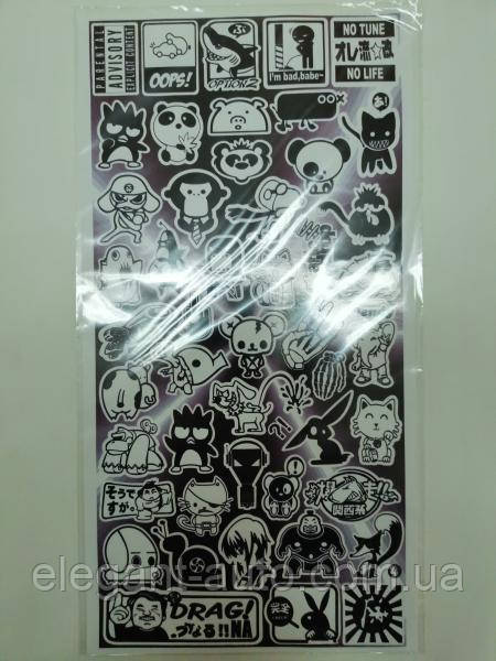 Наліпка-стікер з підрізуванням чорно-біла №4 (17х34)