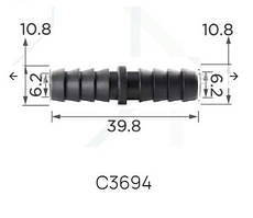 З’єднувач C3694 для трубокd10,8мм ( уп. 100 шт.)