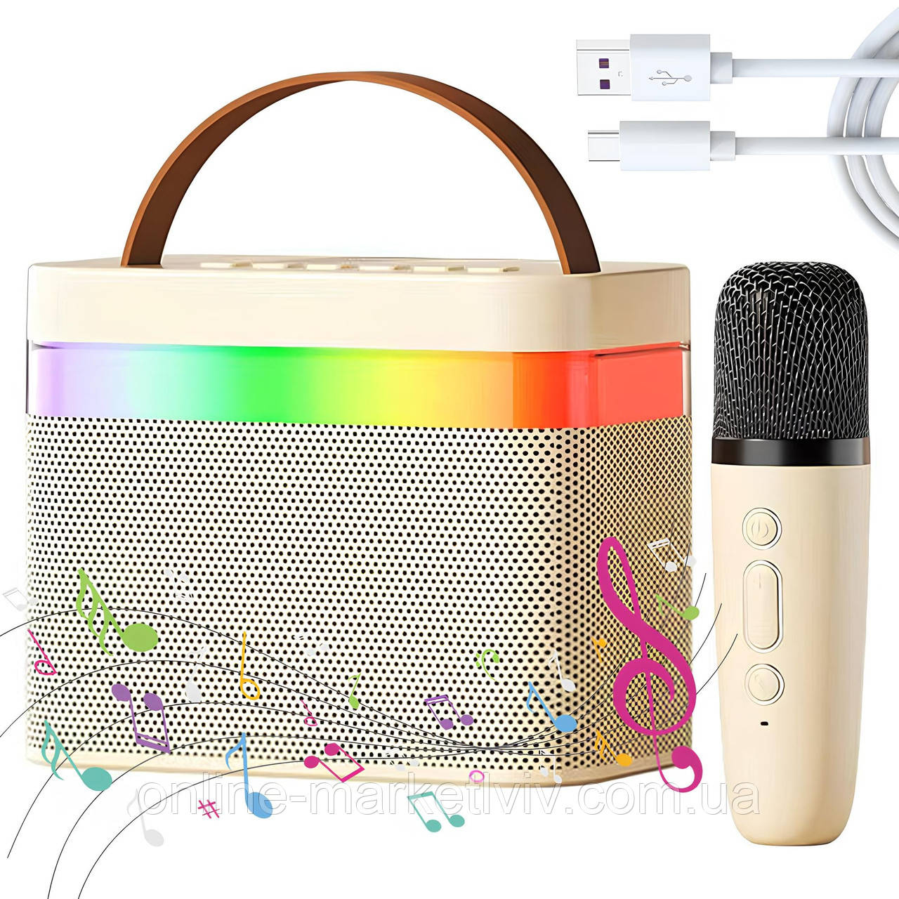 Портативна колонка з мікрофоном, Bluetooth (USB, SD, FM) K18 / Дитяча колонка караоке / Блютуз колонка