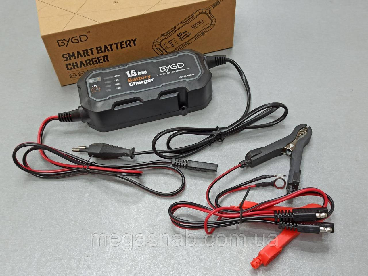 Зарядний пристрій BYGD 12 V. 85-240 V 1.5 A LED-індикація, клеми, фото 1