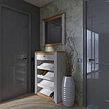 Тумба для взуття із дзеркалом Нордік 800 Еверест Дуб крафт золотий, Білий, фото 2