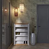 Тумба для взуття із дзеркалом Нордік 800 Еверест Дуб крафт золотий, Білий, фото 3