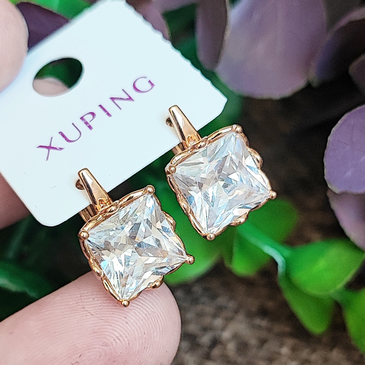 Сережки Xuping довжина 1.5см ширина 1см медичне золото позолота 18К с1475