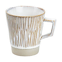 Чашка керамічна на 300 мл для чаю та кави в ретро стилі з деревним візерунком Коричнева