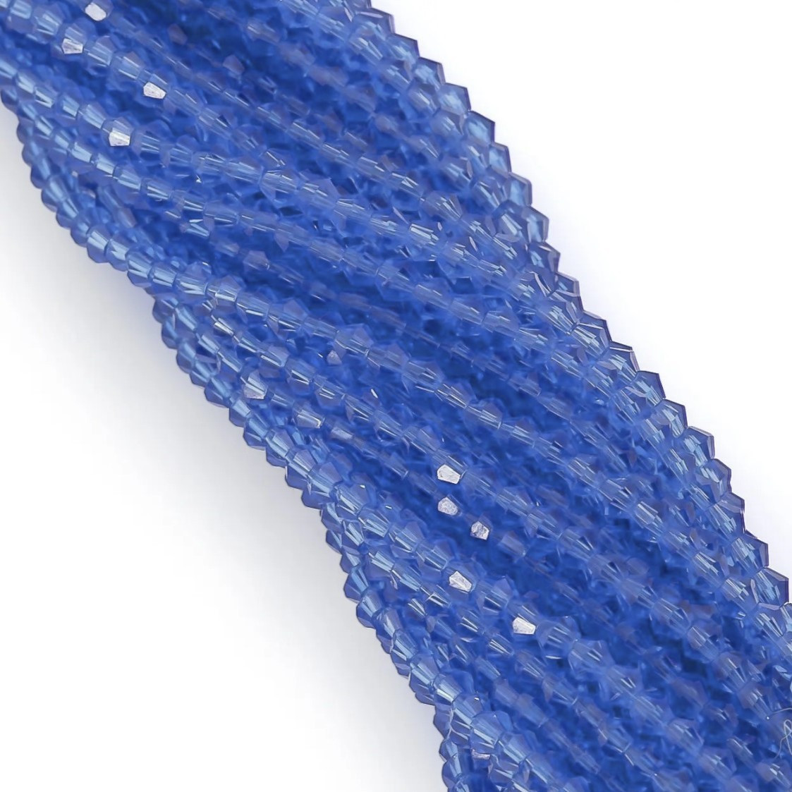 Намистини кришталеві Біконус 6х5,8 мм Ø 1 мм (+-46 шт.) Синій світлий, фото 1