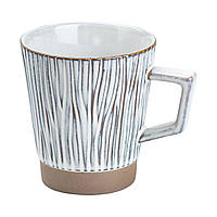 Чашка керамічна на 300 мл для чаю та кави в ретро стилі з деревним візерунком золотистий