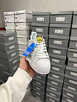 Чоловічі Кросівки Adidas Superstar White Black Classic Адідас Суперстар білі шкіра демісезон класичні, фото 4