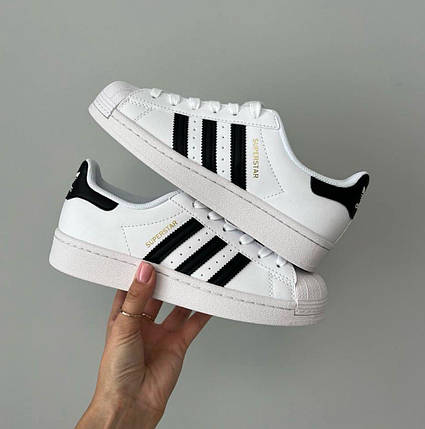 Жіночі Кросівки Adidas Superstar Classic Адідас Суперстар білі класичні шкіра демісезон, фото 1