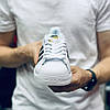 Чоловічі Кросівки Adidas Superstar White Black Classic Адідас Суперстар білі шкіра демісезон класичні, фото 10