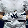 Чоловічі Кросівки Adidas Superstar White Black Classic Адідас Суперстар білі шкіра демісезон класичні, фото 11