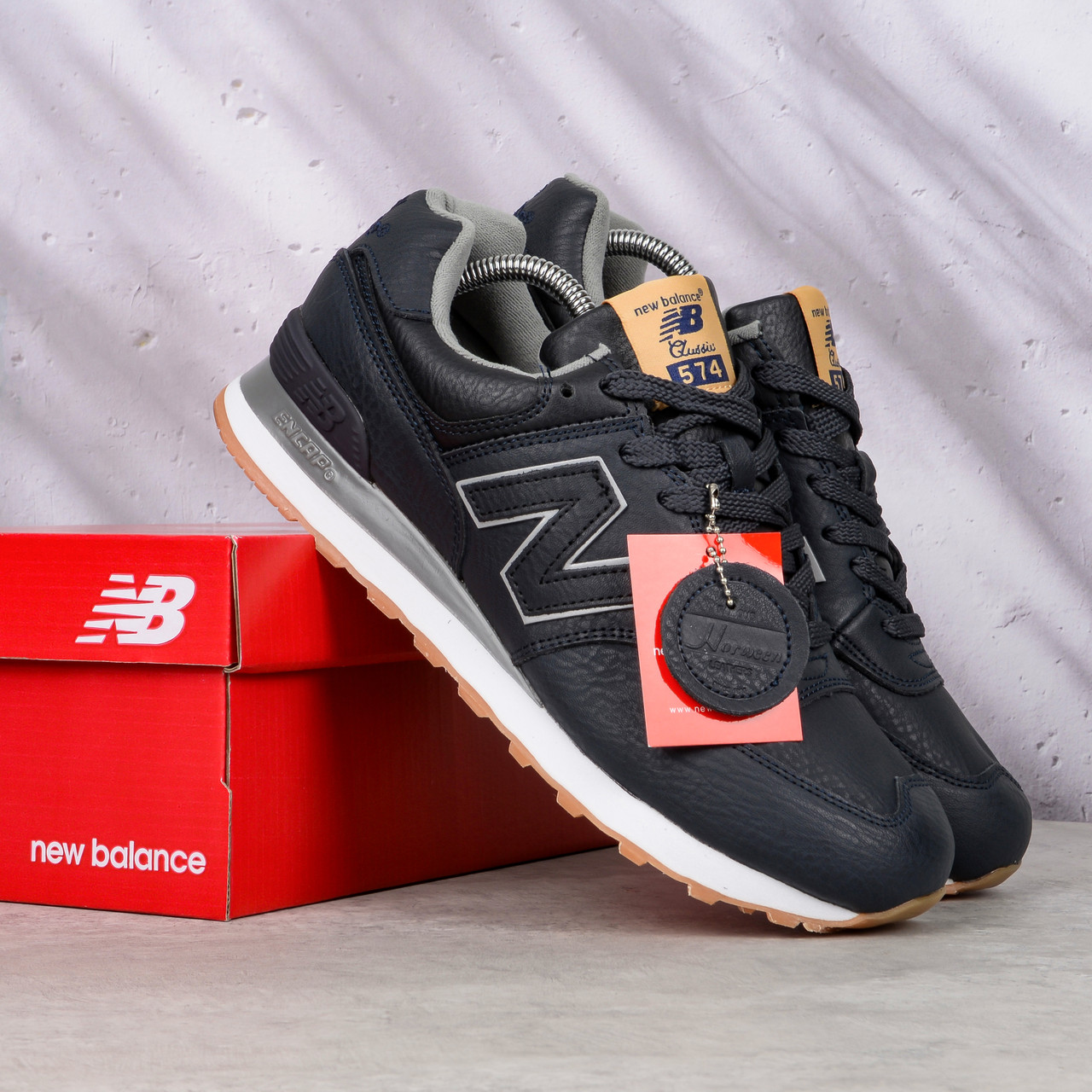 SALE Шкіряні Рефлективні Кросівки New Balance 574 колір графіт