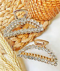 Краб для волосся гуртом 7,5*4 см метал/стразі 6 шт/пач. ДВА КОЛЬОРИ