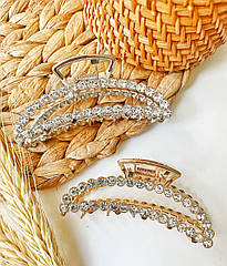 Краб для волосся гуртом 8*3 см метал/стразі 6 шт/уп ДВА КОЛЬОРИ