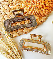 Краб для волосся гуртом 8,5*4,5 см метал/стразі 4 шт/пач. ДВА КІЛЬОРИ