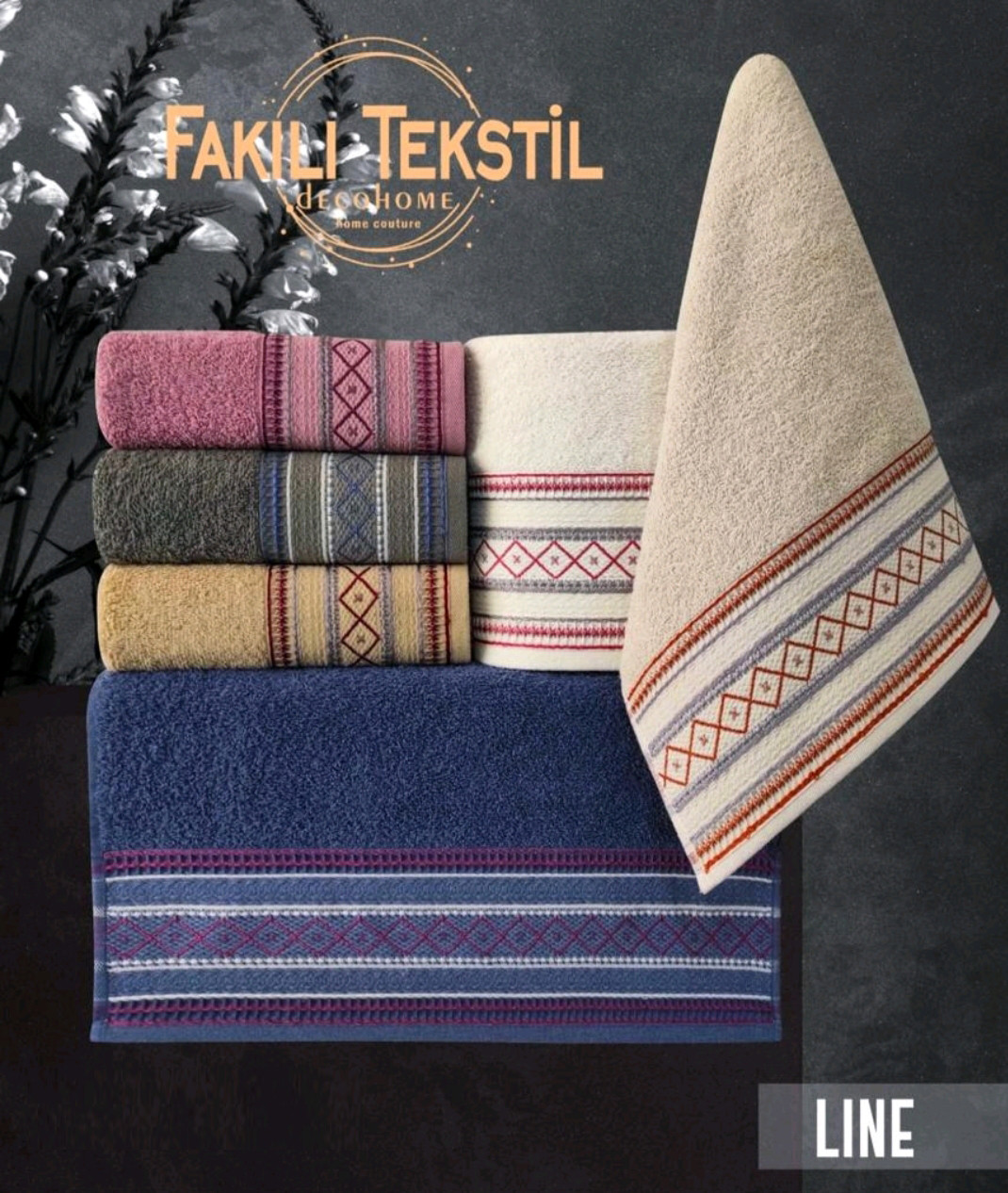 Рушники у наборі 70x140 6-шт Fakili Tekstil "Line" 100%-бавовна банні махрові м'які Туреччина