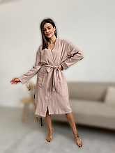 Халат душовий жіночий мусліновий фактурний розмір S, халат cosy преміум якості для дому красивий Латте