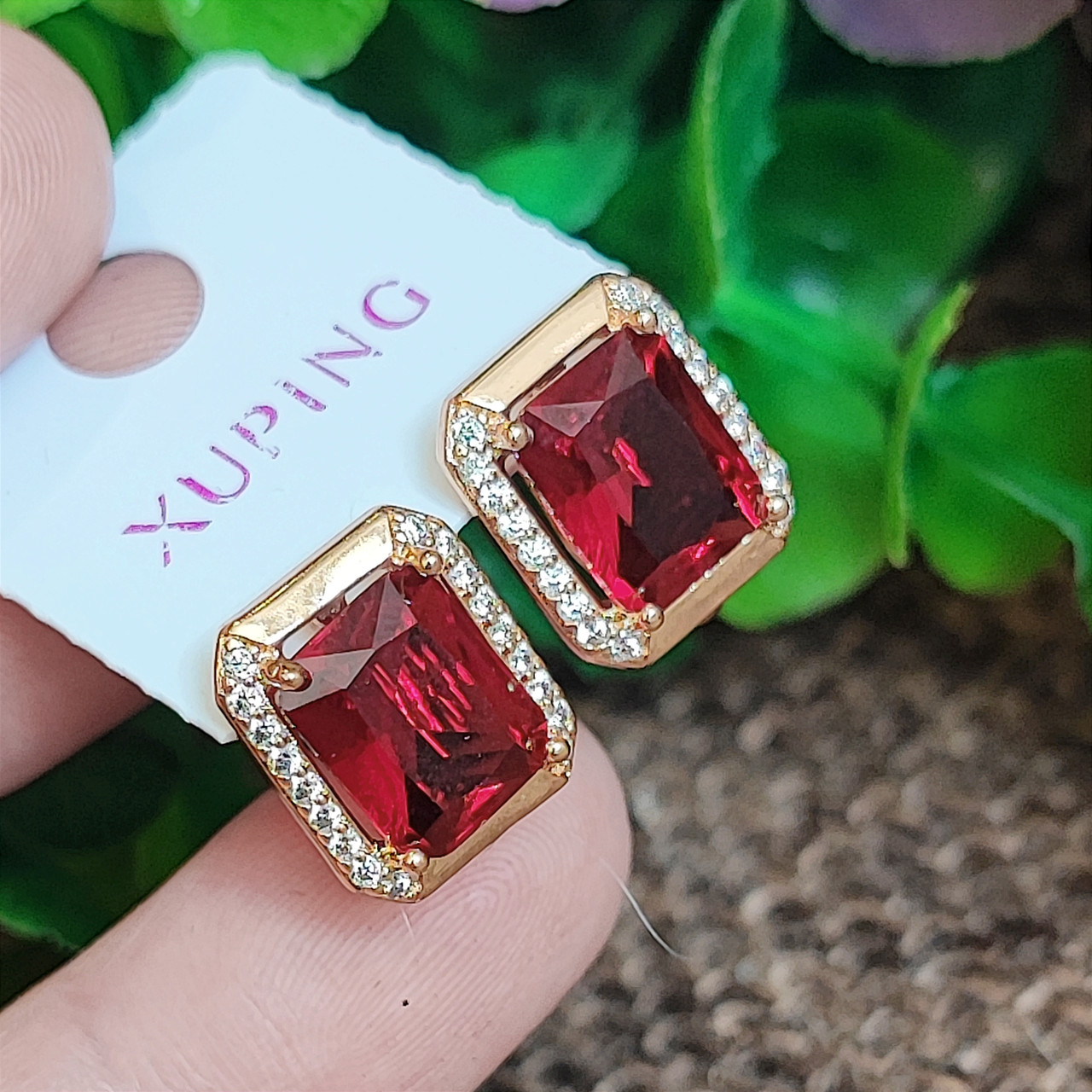 Сережки Xuping довжина 1.4см ширина 1.1см медичне золото позолота 18К с1477