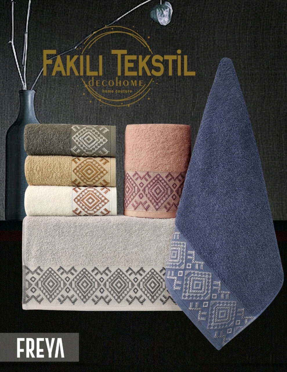 Рушники у наборі 70x140 6-шт Fakili Tekstil "Freya" 100%-бавовна банні махрові м'які Туреччина
