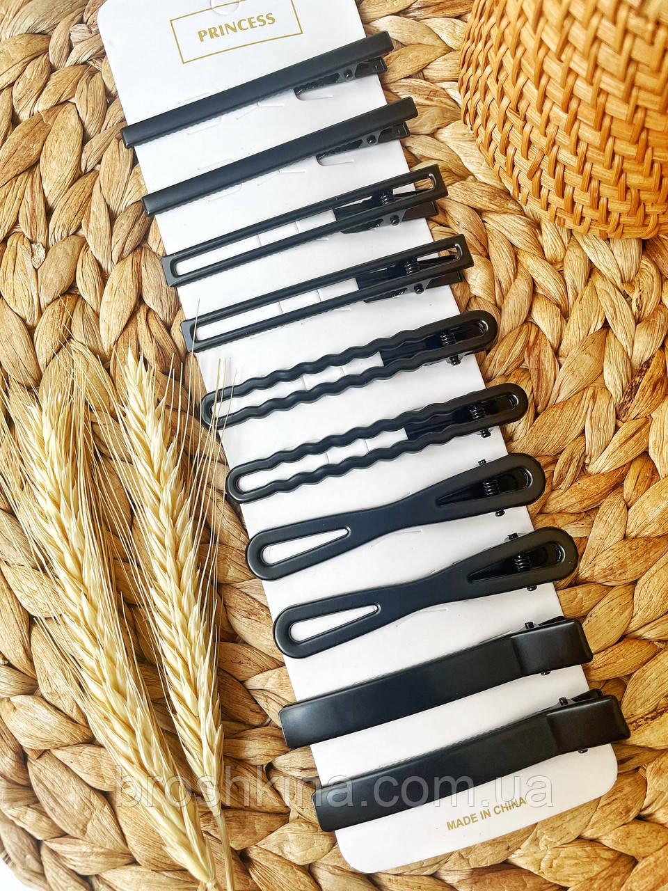 Набір заколок уточек гуртом 8 см 10 шт/набір ЧОРНІ МАТОВІ, фото 1