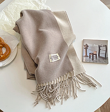 Кашеміровий шарф EST. 2023 двусторонній 180*70 см латте, фото 3