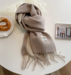 Кашеміровий шарф EST. 2023 двусторонній 180*70 см латте, фото 2