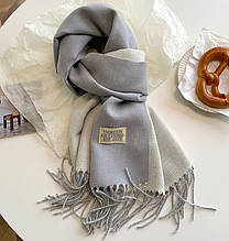 Кашеміровий шарф EST. 2023 двусторонній 180*70 см світлий сірий