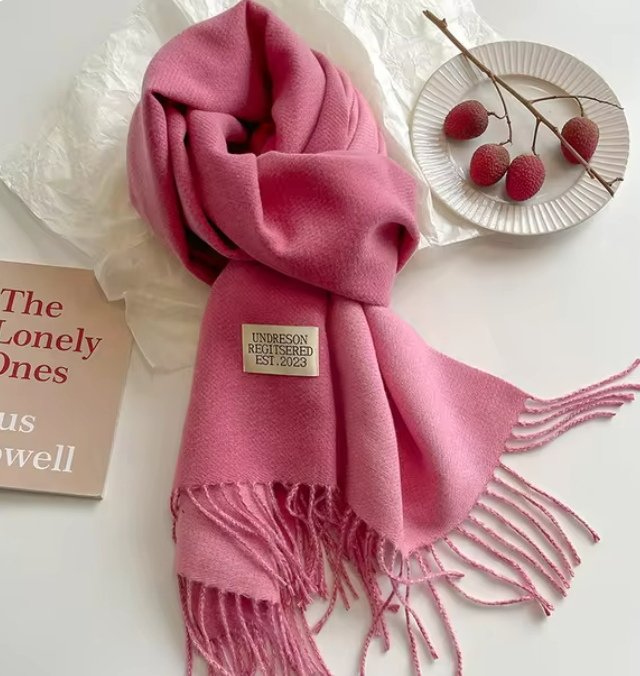 Кашеміровий шарф EST. 2023 двусторонній 180*70 см рожевий