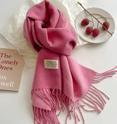 Кашеміровий шарф EST. 2023 двусторонній 180*70 см рожевий, фото 1