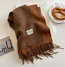 Кашеміровий шарф EST. 2023 двусторонній 180*70 см шоколадний, фото 2