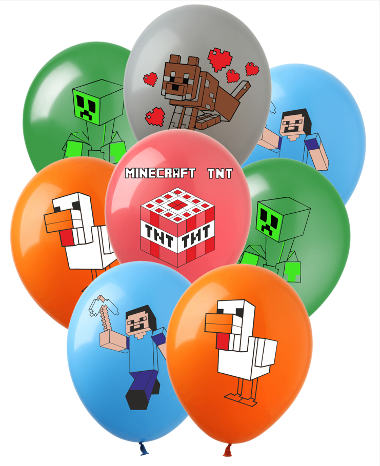 Повітряні кулі латексні Майнкрафт - 3 12" (30 см) 10 шт