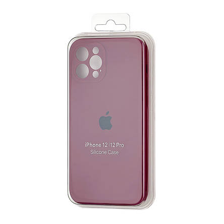 Чохол Silicone Case Square Protected Camera iPhone 12 Pro Maroon (35), фото 3