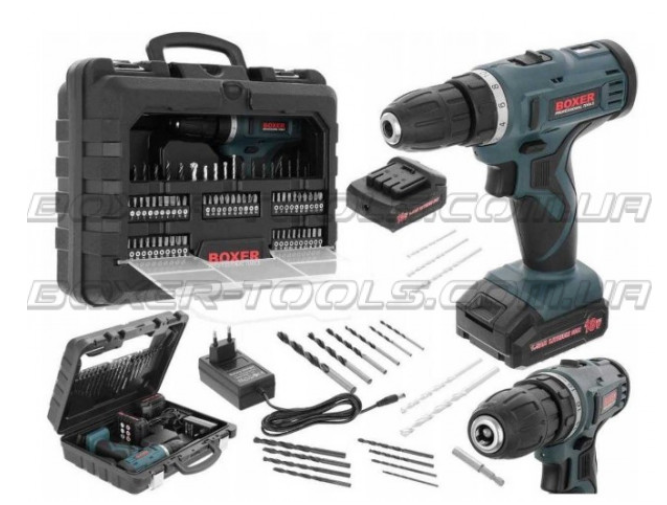 BOXER BX-175 Акумуляторний шуруповерт 18V - 2x2.24Ah - зарядний пристрій - 72 шт.