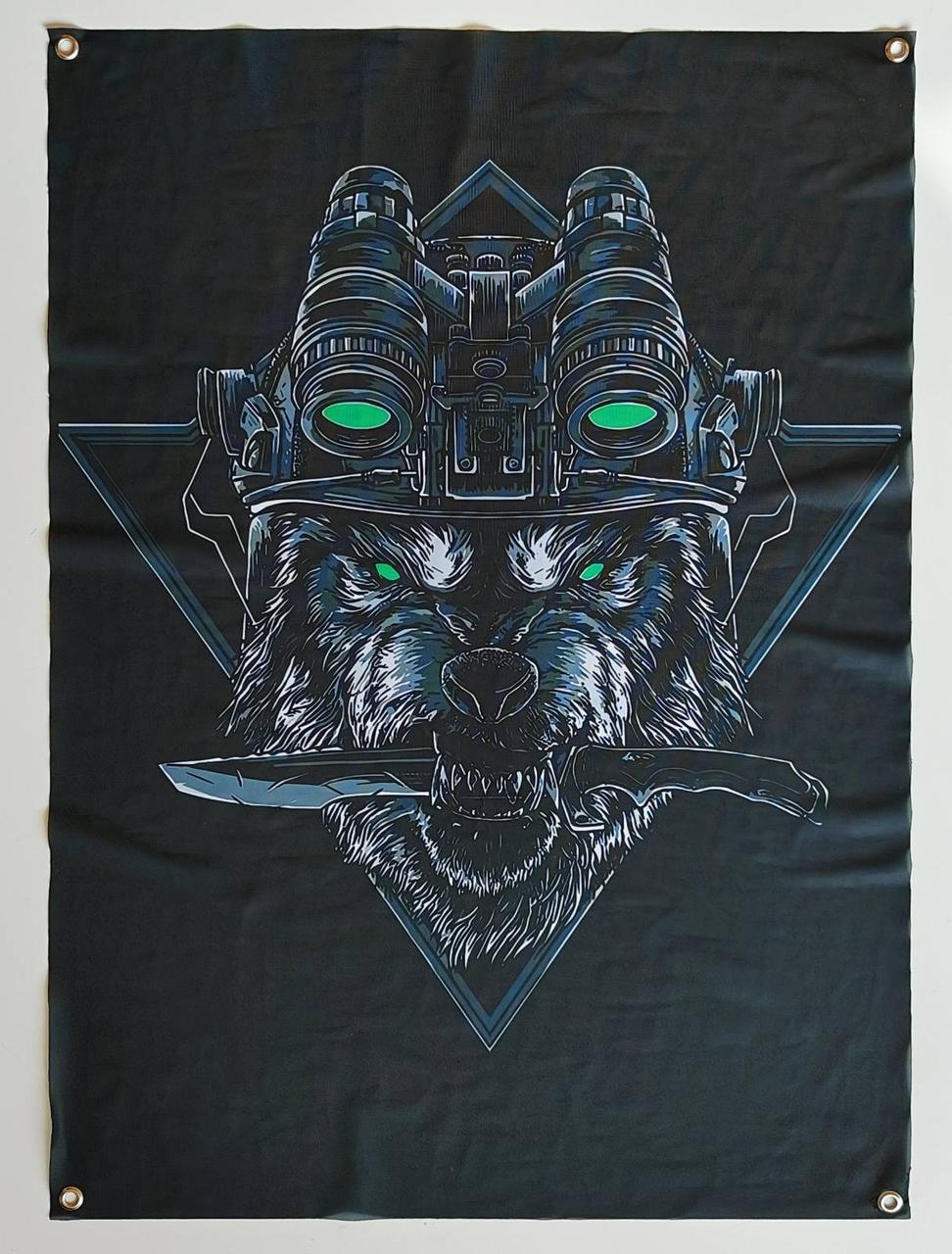 Прапор баннер Вовчий Рейд ССО Night Vision Wolf на люверсах