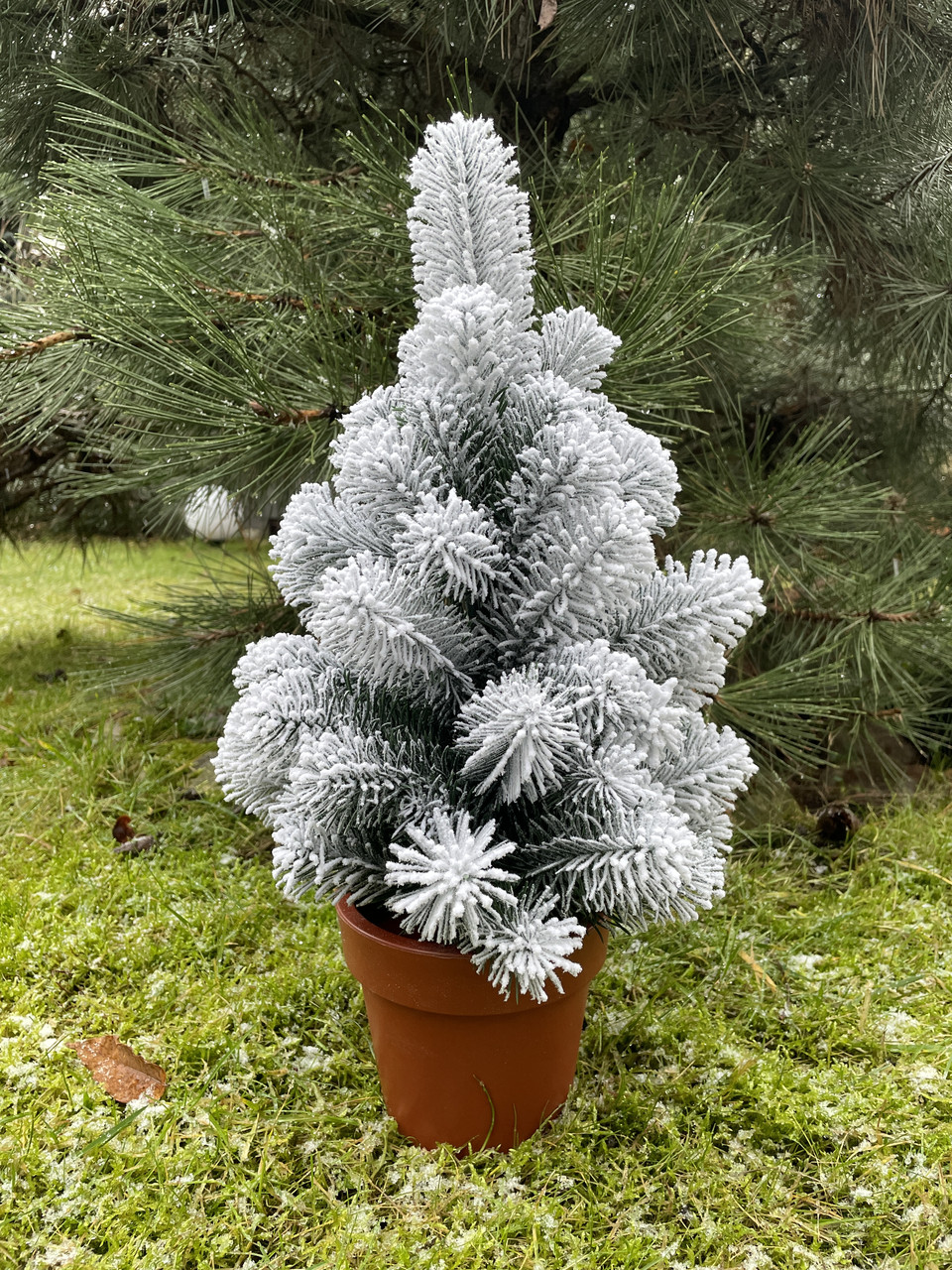 Засніжена ялинка штучна Premium лита в горщику, Хвоя 0,5 м -, фото 1