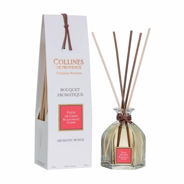 Аромадифузор для будинку з паличками двох відтінків Collines de Provence, Blackcurrant Flower (Квітка Чорної Смородини), 100 мл, фото 1
