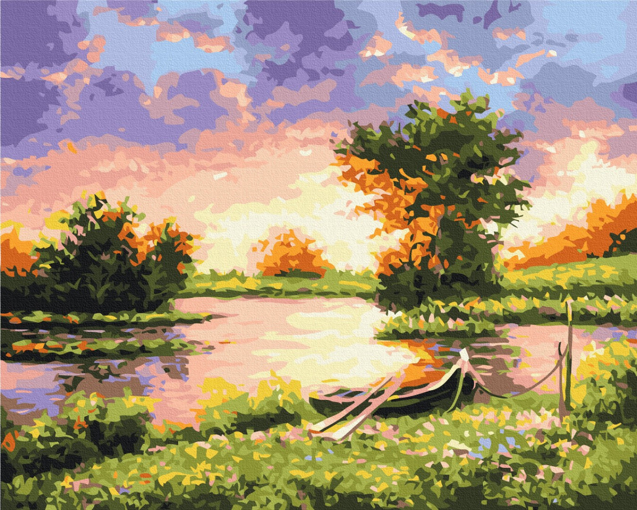 Картини за номерами 40×50. Захід на озері Brushme