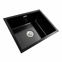 Мойка кухонная из нержавеющей стали Platinum Handmade 54*44 черная ( под столешницу ) + аксессуары