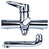 Змішувач HK Ø35 для ванни гусак прямий 150мм дивертор вбудований картріджний AQUATICA HK-2C130C (9732210), фото 4