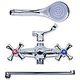 Змішувач PL 1/2" для ванни гусак прямий 350мм дивертор вбудований кульовий AQUATICA PL-5C255C (9777210), фото 4