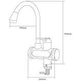 Кран-водонагрівач проточний JZ 3.0кВт 0.4-5бар для кухні гусак вухо на гайці AQUATICA JZ-6B141W (9793103), фото 3